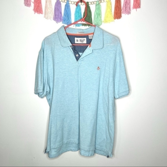 Penguin Men’s Light Blue Pull On Collared Polo Sleeve Shirt Size Extra Large - Picture 2 of 11